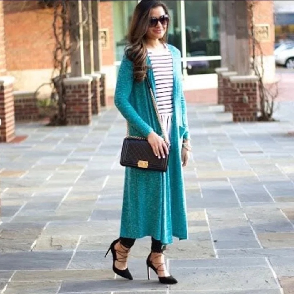 Lularoe Sarah XS Kelly Green Long Maxi Cardigan Pockets Long Sleeved Sweater